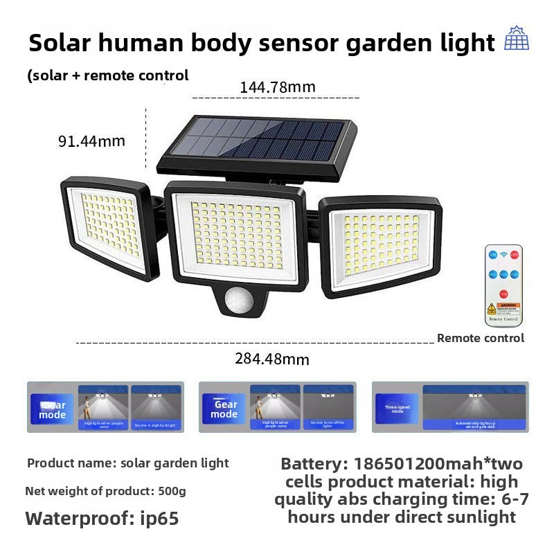 Solar wall light installed on outdoor patio wall