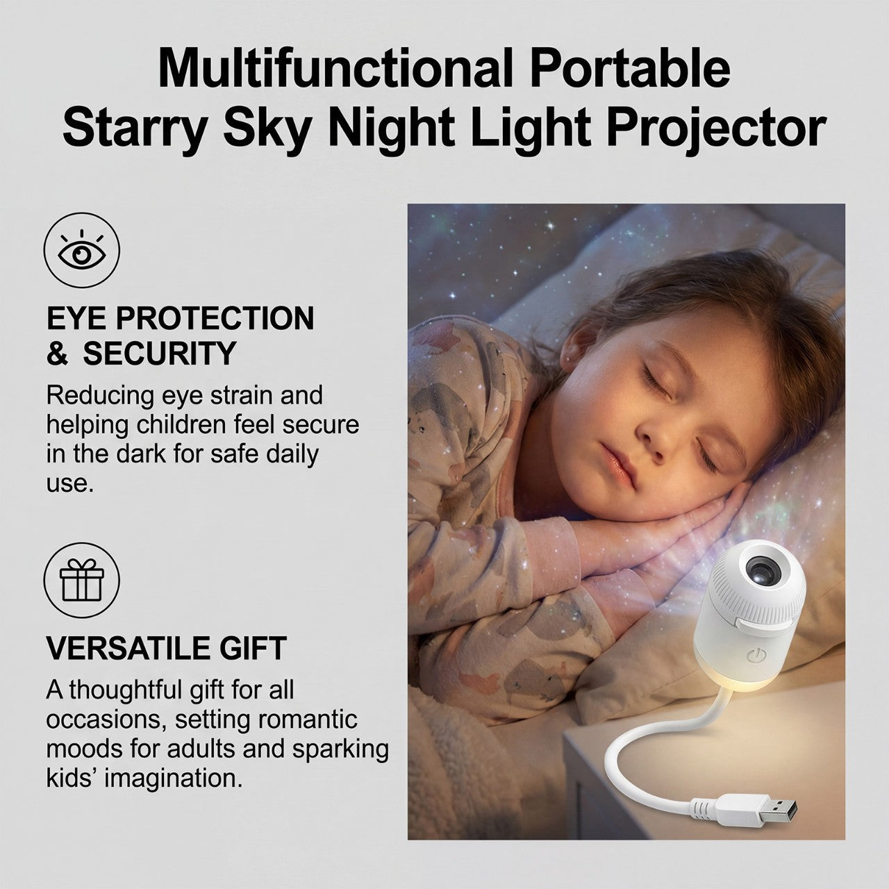 StarDream Projection Night Light size compared to a hand