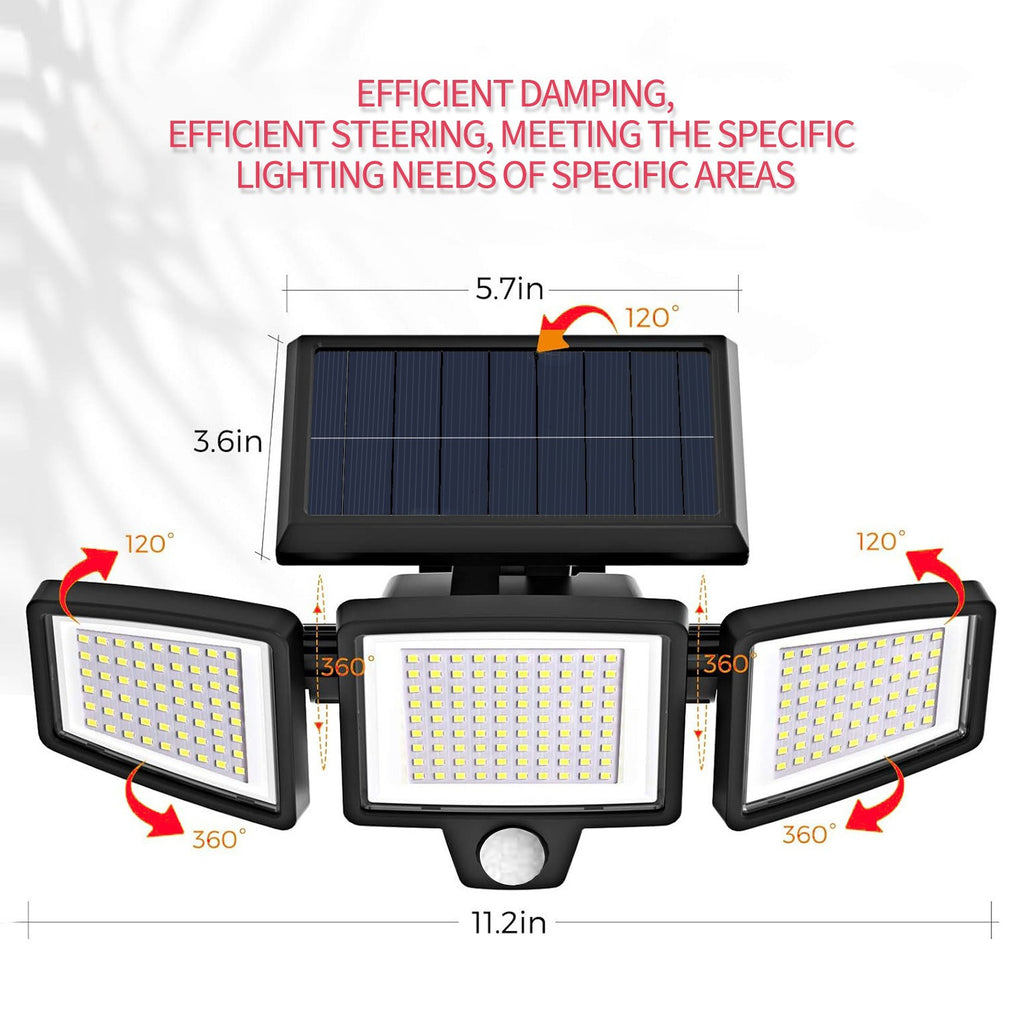 Solar motion sensor wall light illuminated at night